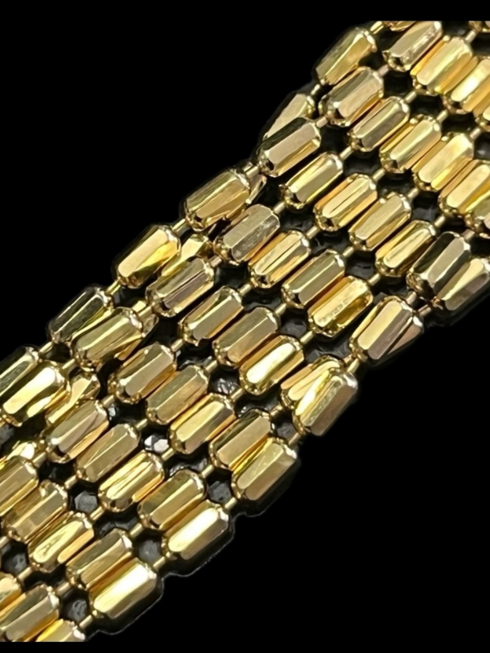 18k Gold Technibond Diamond cut beaded twisted Link Wide Bracelet Vintage HSN